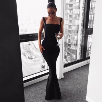 Sexy Backles Maxi Long Bandage Dress in 2 Colors 2021 Celebrity Designer Backless Fashion Dress